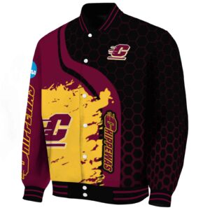 central michigan chippewas hexagonal pattern maroon black jacket best selling