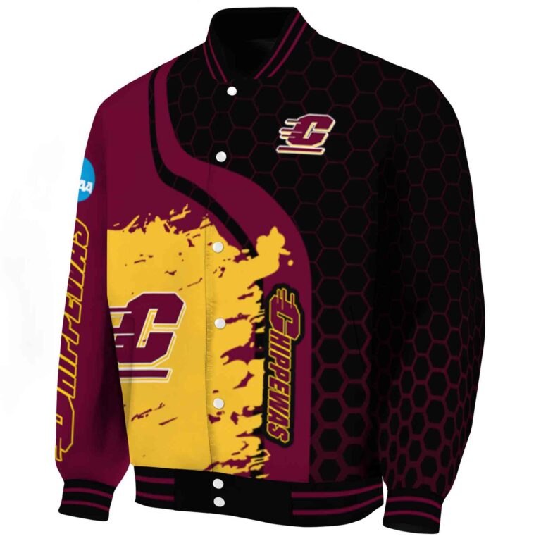 central michigan chippewas hexagonal pattern maroon black jacket best selling
