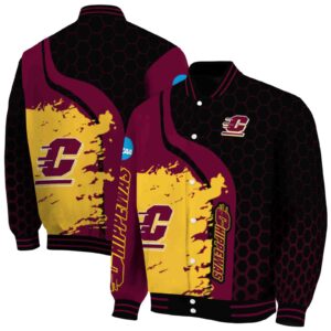 central michigan chippewas hexagonal pattern maroon black jacket fashion forward