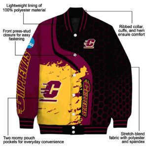 central michigan chippewas hexagonal pattern maroon black jacket new arrival