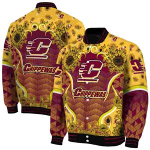 central michigan chippewas sunflower bloom maroon yellow jacket fashion forward