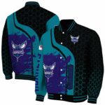 charlotte hornets hexagonal pattern teal black jacket best selling