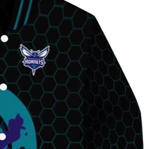 charlotte hornets hexagonal pattern teal black jacket premium grade