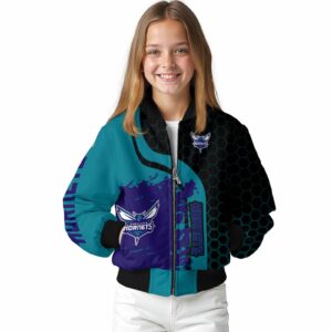 charlotte hornets hexagonal pattern teal black jacket top rated