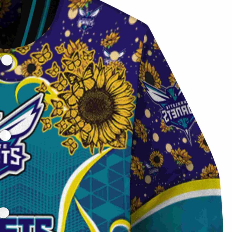 charlotte hornets sunflower bloom teal yellow jacket premium grade