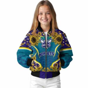 charlotte hornets sunflower bloom teal yellow jacket top rated