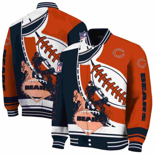 chicago bears baseball stitching orange white jacket fashion forward