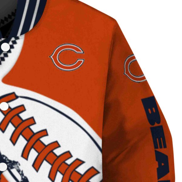 chicago bears baseball stitching orange white jacket premium grade