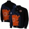 chicago bears hexagonal pattern blue black jacket fashion forward