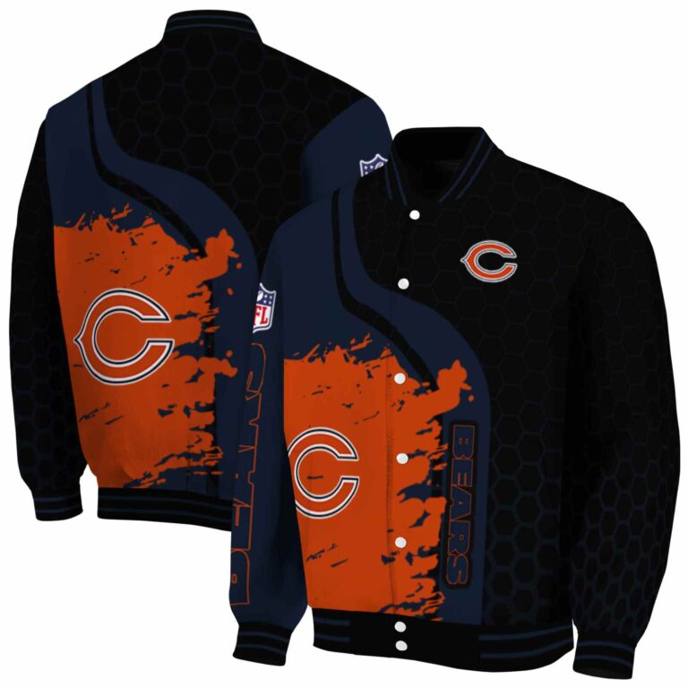 chicago bears hexagonal pattern blue black jacket fashion forward