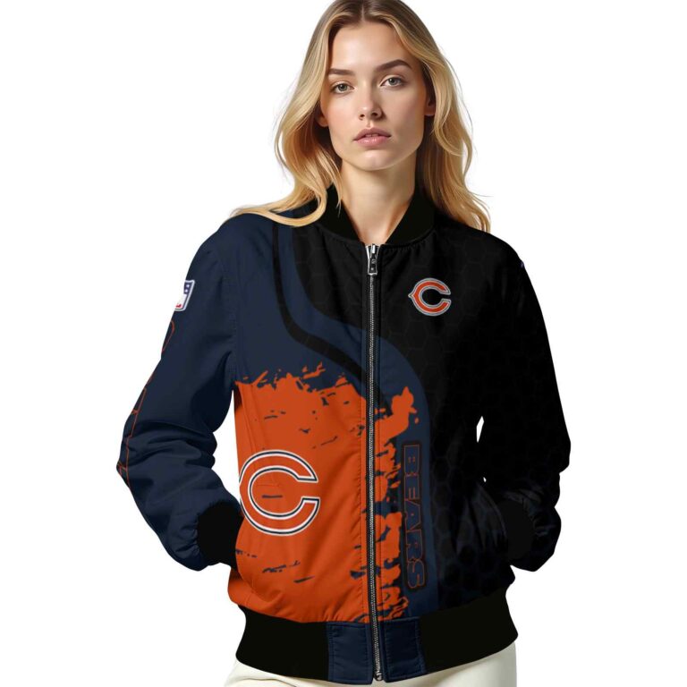 chicago bears hexagonal pattern blue black jacket latest model