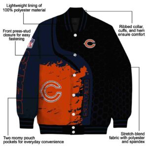 chicago bears hexagonal pattern blue black jacket new arrival