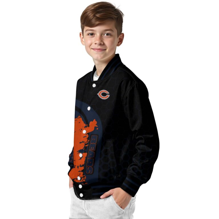 chicago bears hexagonal pattern blue black jacket trendy