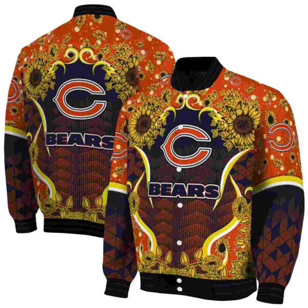 chicago bears sunflower bloom blue yellow jacket fashion forward