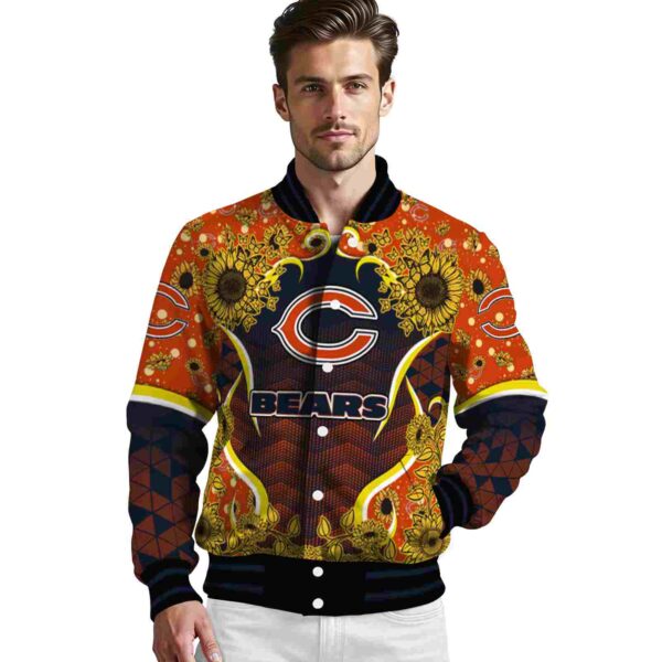 chicago bears sunflower bloom blue yellow jacket high quality