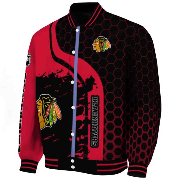 chicago blackhawks hexagonal pattern red black jacket best selling