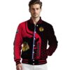 chicago blackhawks hexagonal pattern red black jacket high quality