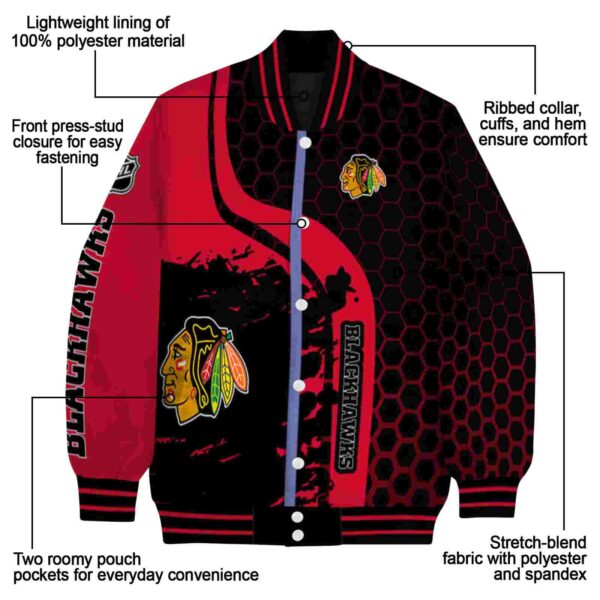 chicago blackhawks hexagonal pattern red black jacket new arrival