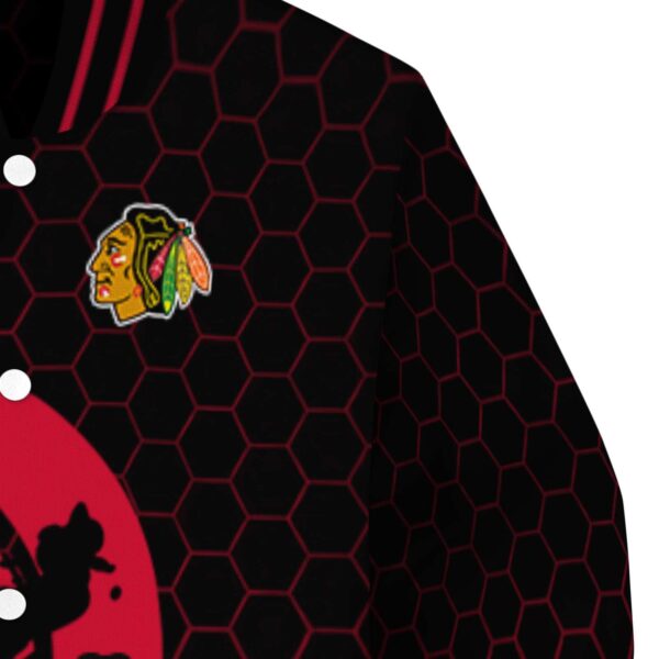 chicago blackhawks hexagonal pattern red black jacket premium grade
