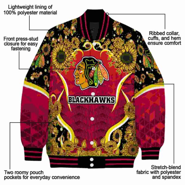 chicago blackhawks sunflower bloom red yellow jacket new arrival