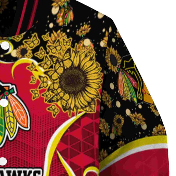 chicago blackhawks sunflower bloom red yellow jacket premium grade