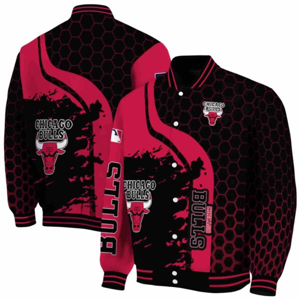 chicago bulls hexagonal pattern red black jacket fashion forward