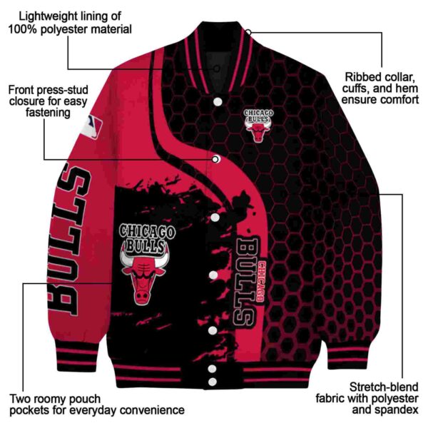 chicago bulls hexagonal pattern red black jacket new arrival