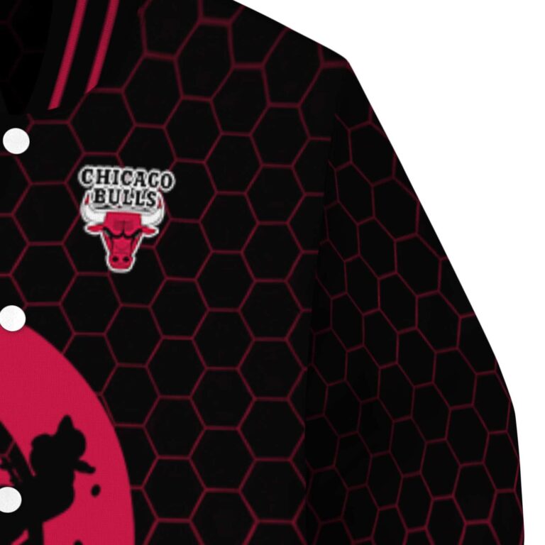 chicago bulls hexagonal pattern red black jacket premium grade