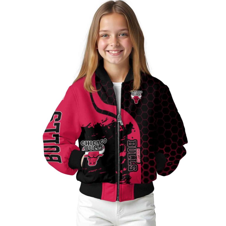 chicago bulls hexagonal pattern red black jacket top rated