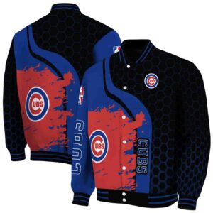 chicago cubs hexagonal pattern blue black jacket fashion forward