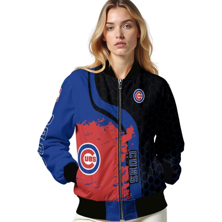 chicago cubs hexagonal pattern blue black jacket latest model