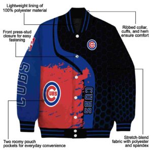 chicago cubs hexagonal pattern blue black jacket new arrival