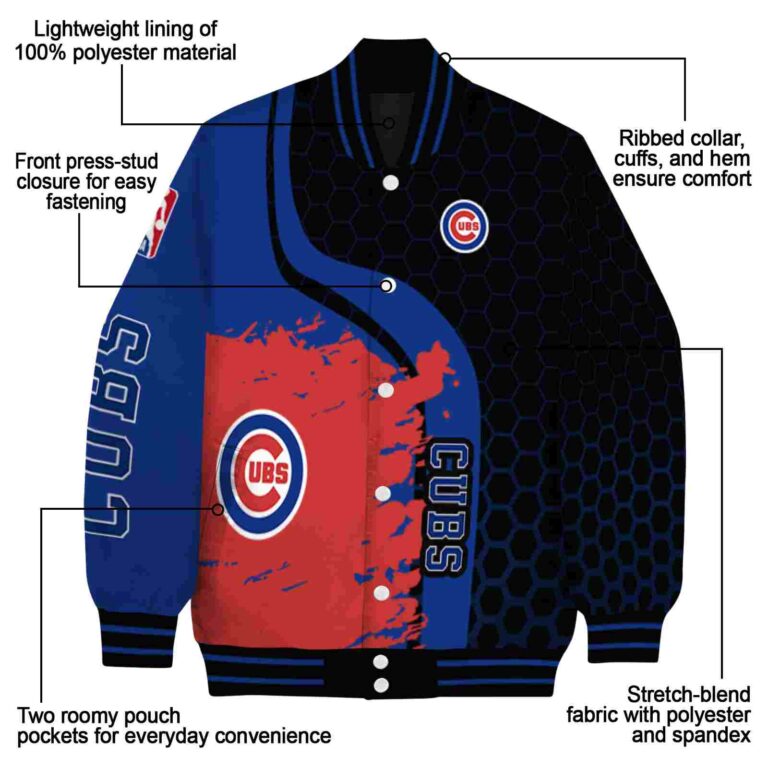 chicago cubs hexagonal pattern blue black jacket new arrival