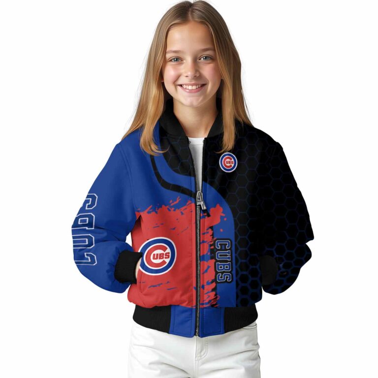 chicago cubs hexagonal pattern blue black jacket top rated