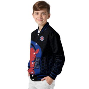 chicago cubs hexagonal pattern blue black jacket trendy