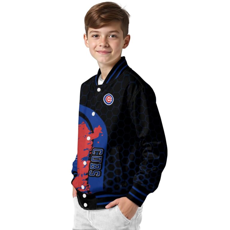 chicago cubs hexagonal pattern blue black jacket trendy