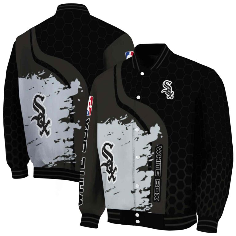 chicago white sox hexagonal pattern black jacket fashion forward