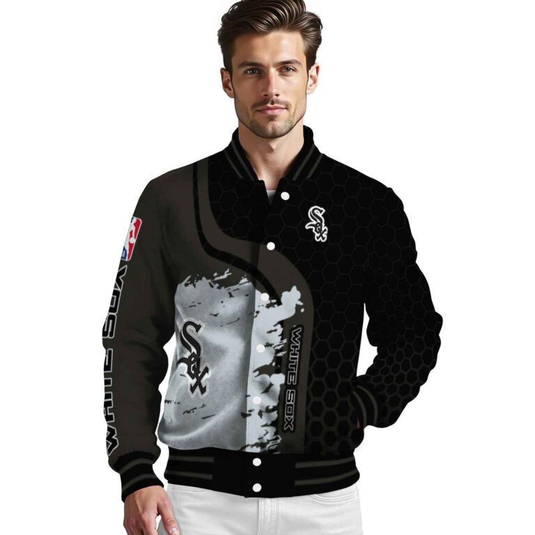 chicago white sox hexagonal pattern black jacket high quality