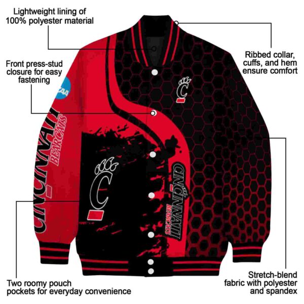 cincinnati bearcats hexagonal pattern red black jacket new arrival