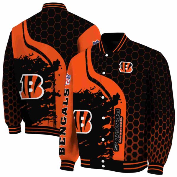 cincinnati bengals hexagonal pattern orange black jacket fashion forward
