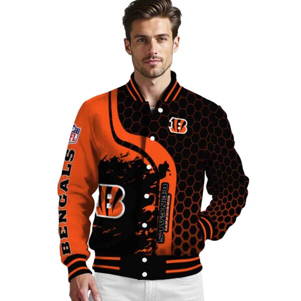 cincinnati bengals hexagonal pattern orange black jacket high quality