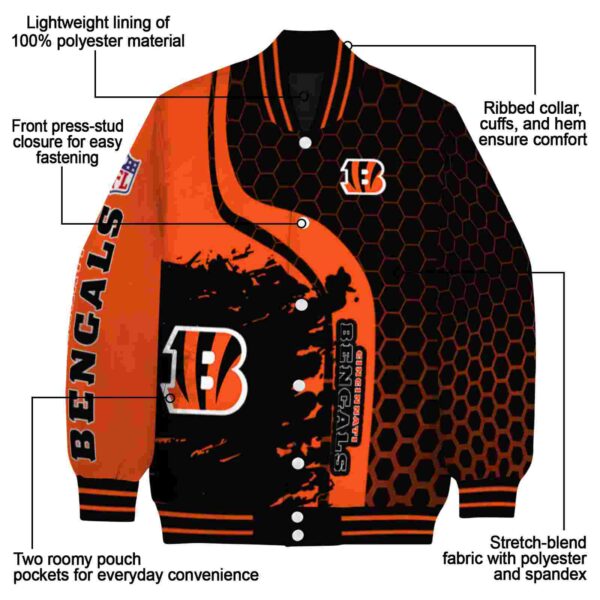 cincinnati bengals hexagonal pattern orange black jacket new arrival
