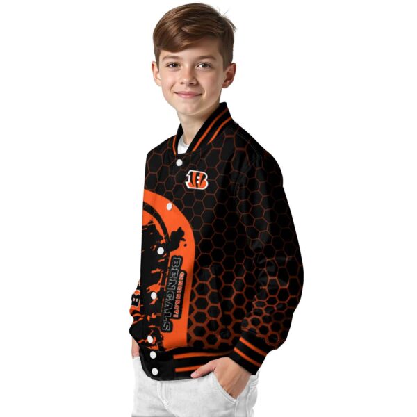 cincinnati bengals hexagonal pattern orange black jacket trendy