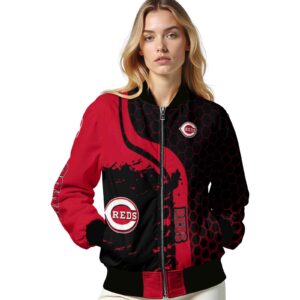 cincinnati reds hexagonal pattern red black jacket latest model