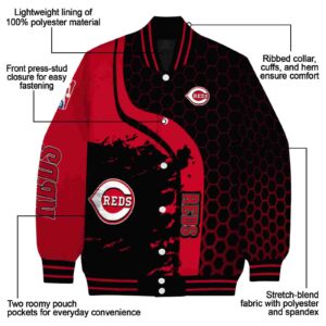 cincinnati reds hexagonal pattern red black jacket new arrival