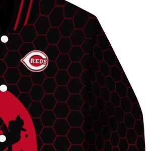 cincinnati reds hexagonal pattern red black jacket premium grade