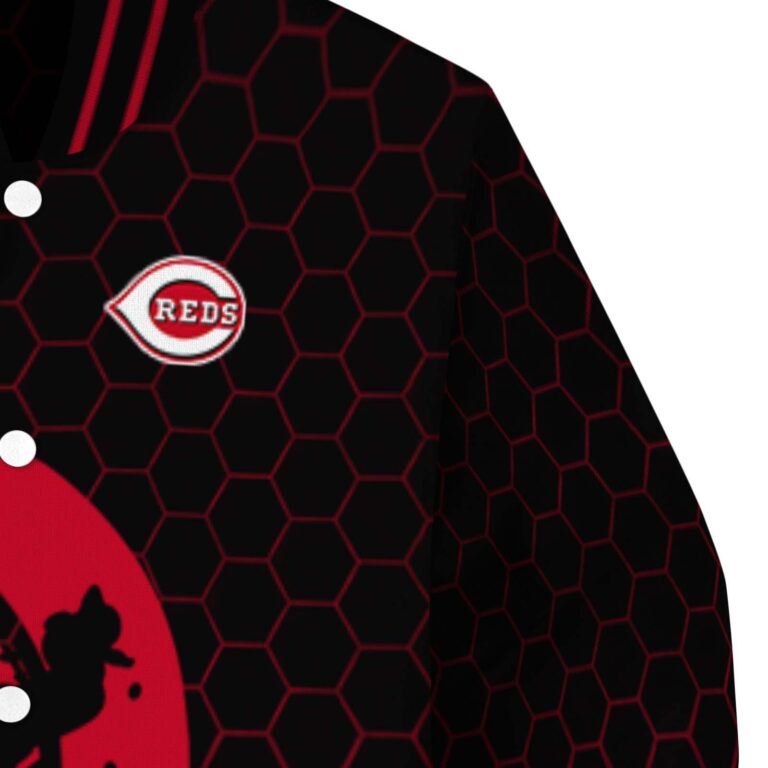 cincinnati reds hexagonal pattern red black jacket premium grade