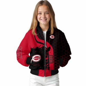cincinnati reds hexagonal pattern red black jacket top rated