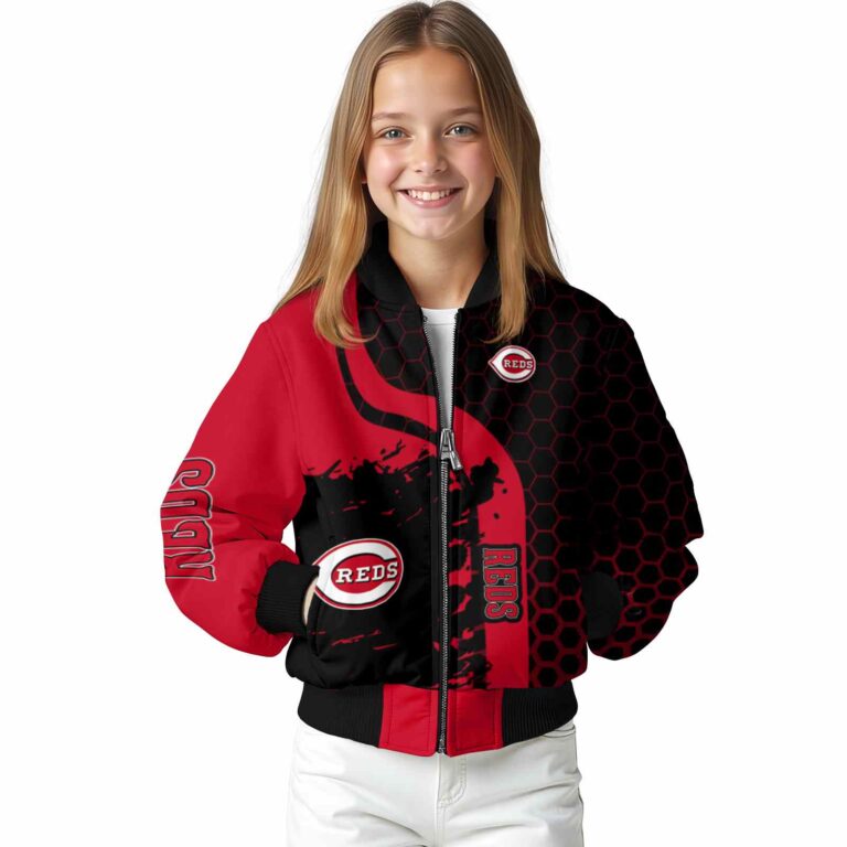 cincinnati reds hexagonal pattern red black jacket top rated
