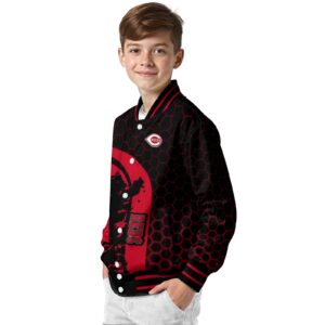 cincinnati reds hexagonal pattern red black jacket trendy